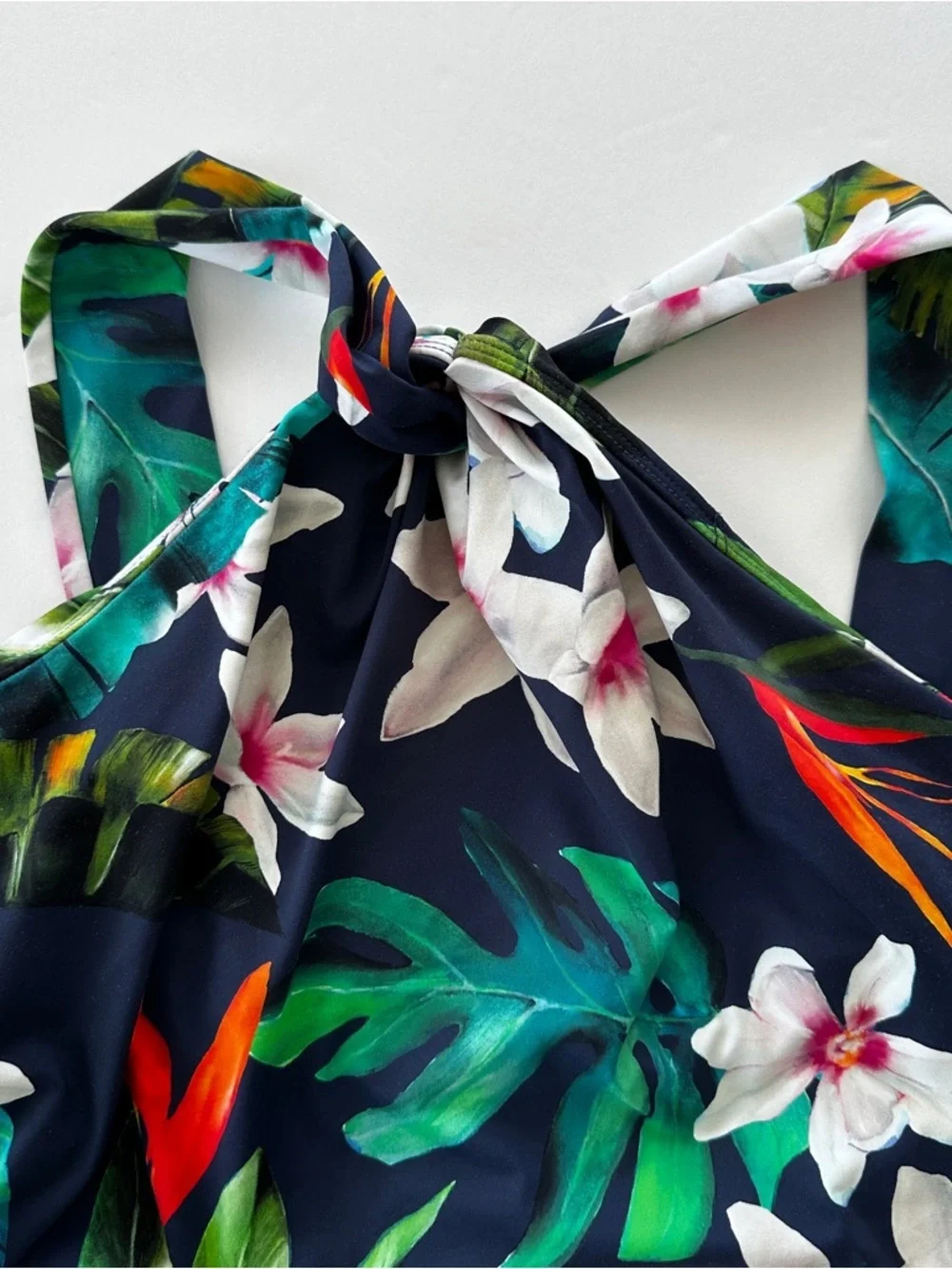 Ralph Lauren Navy Floral One-Piece Swimsuit, Halter Top - Picture 3 of 11